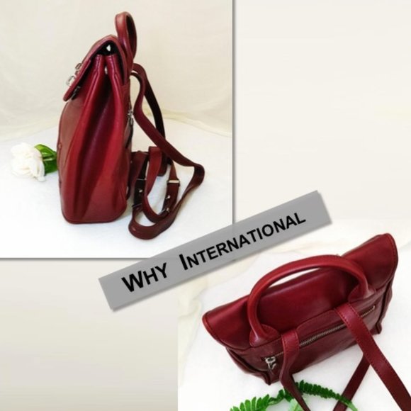 WHY Vintage Burgundy Red Genuine Leather Backpack Silver-tone Turn lock … - Picture 6 of 13